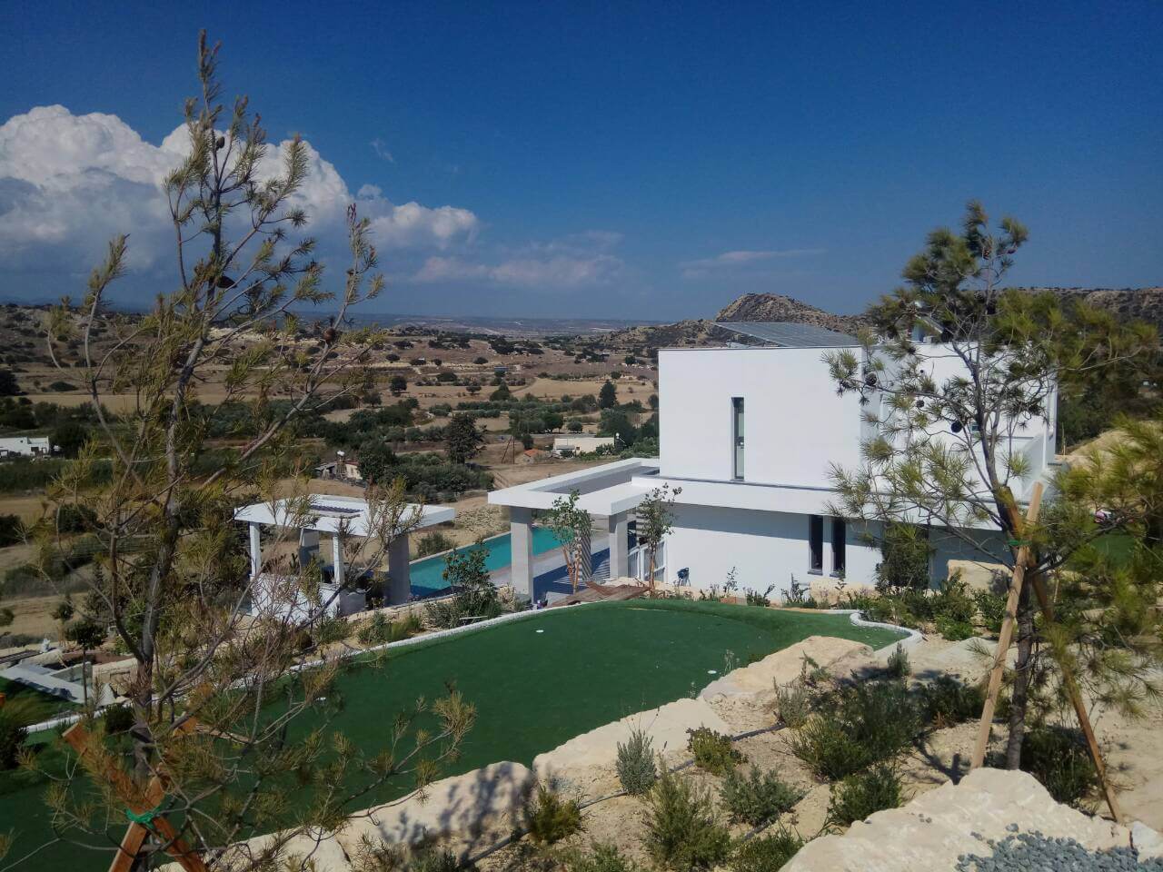 Completed Pissouri Residence in the Cyprus landscape