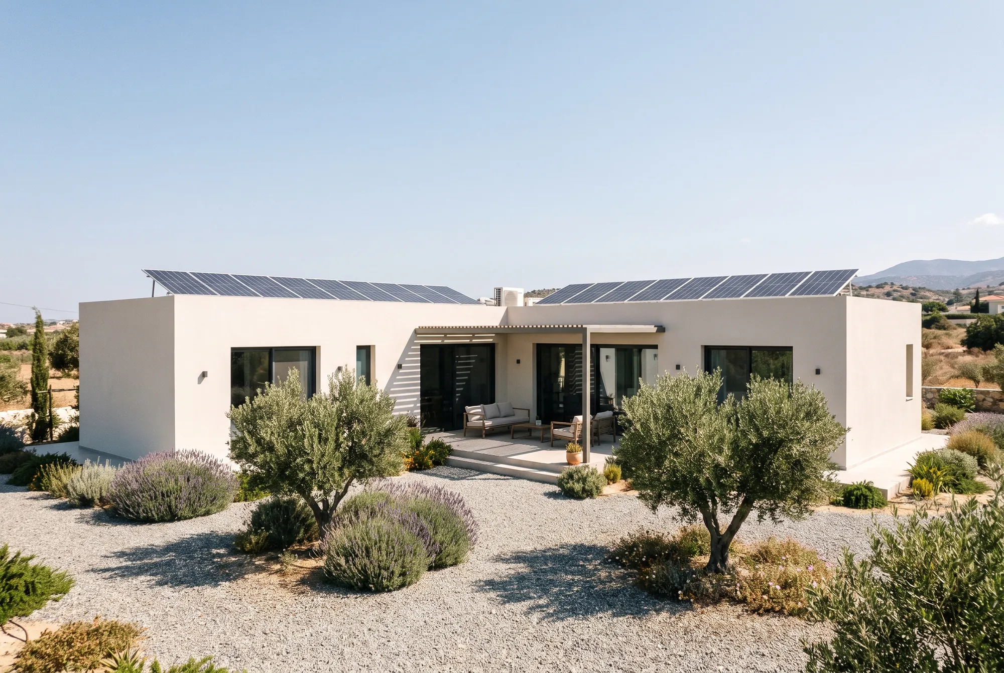 Two-bedroom T-shaped steel house