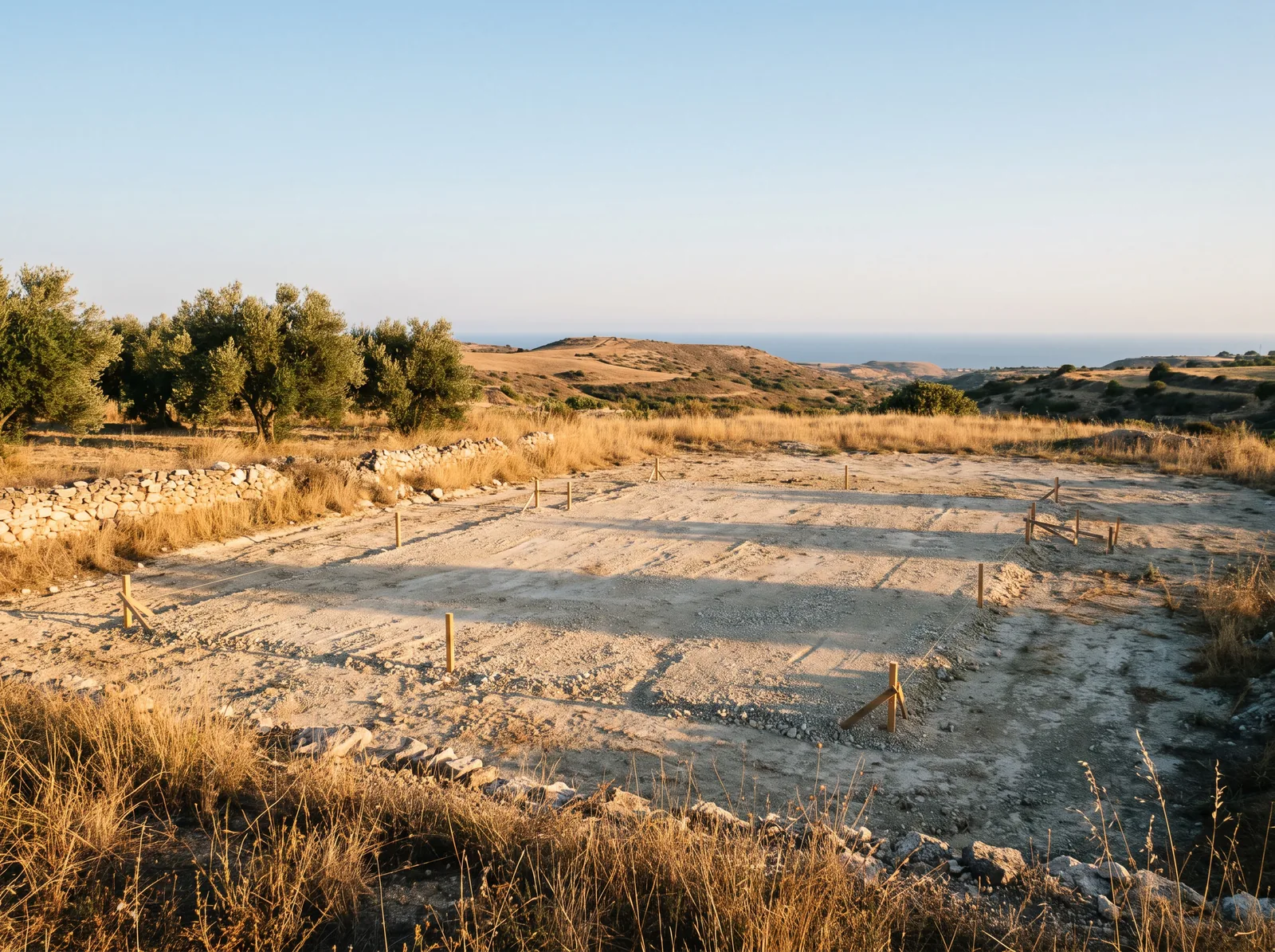 מגרש ריק בנוף הכפרי של קפריסין, מוכן לבנייה (הדמיה)