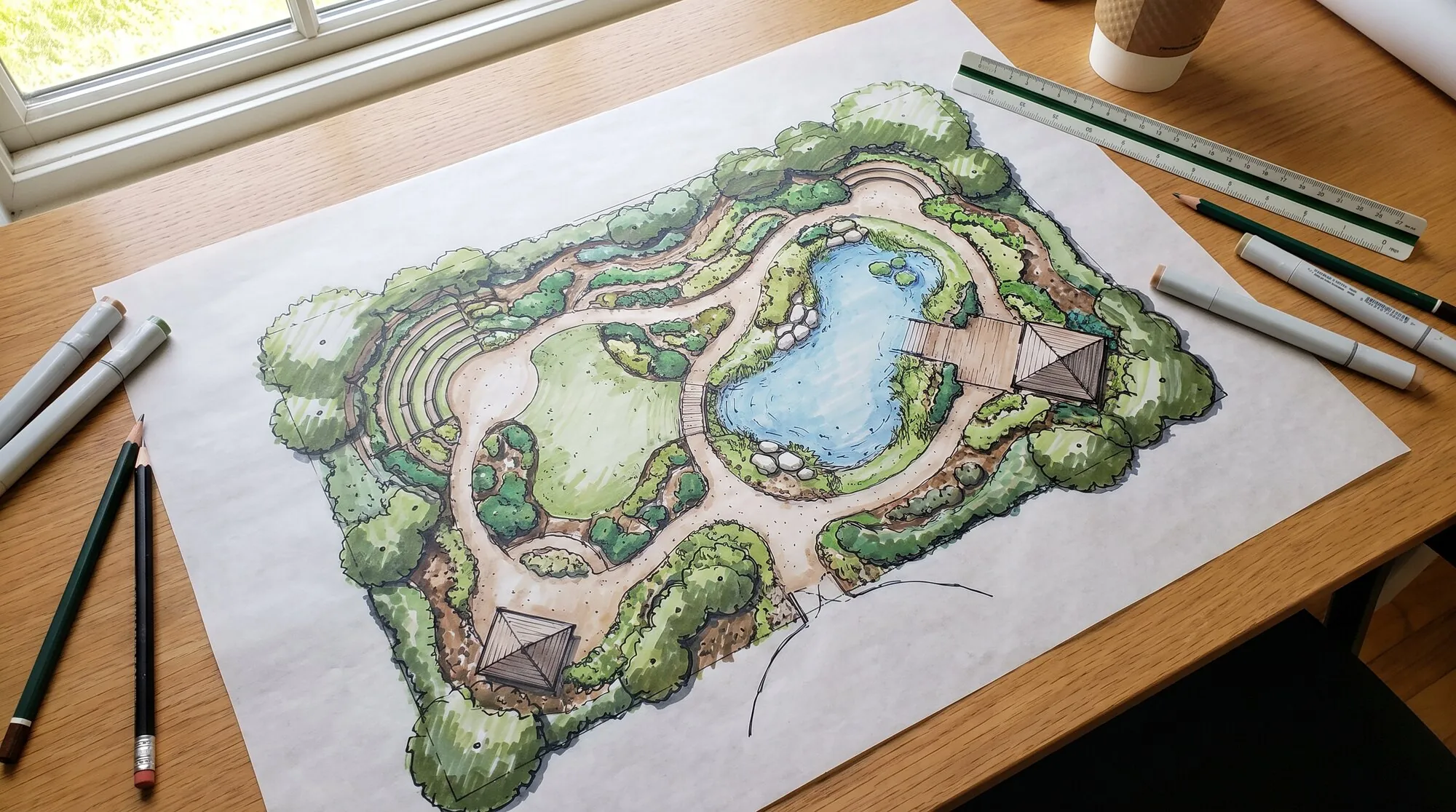 Hand-drawn landscape plan