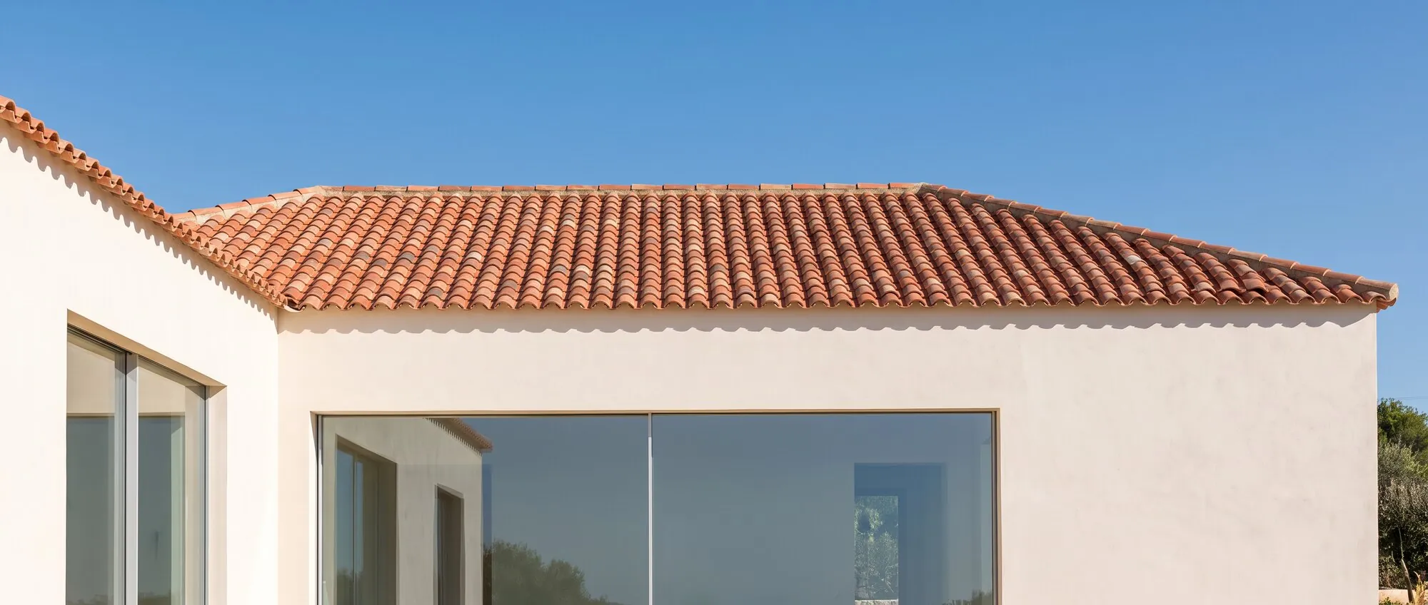 Pitched clay-tile roof