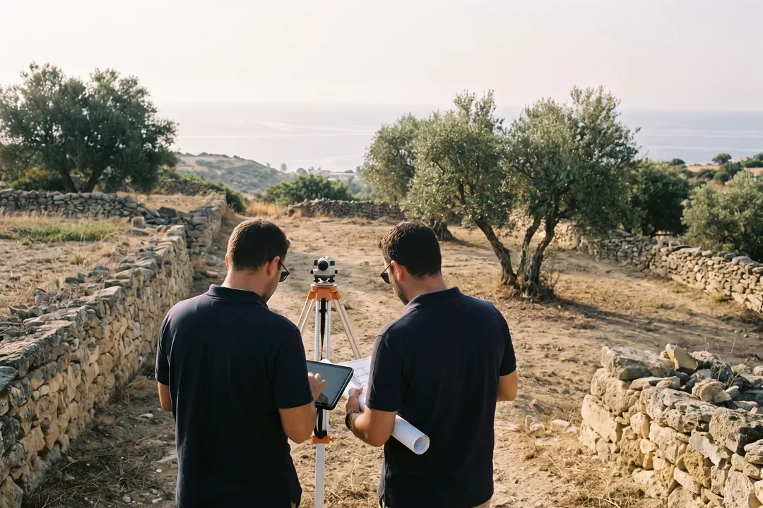 מגרש בנייה ריק במדרון בקפריסין הנבדק באתר